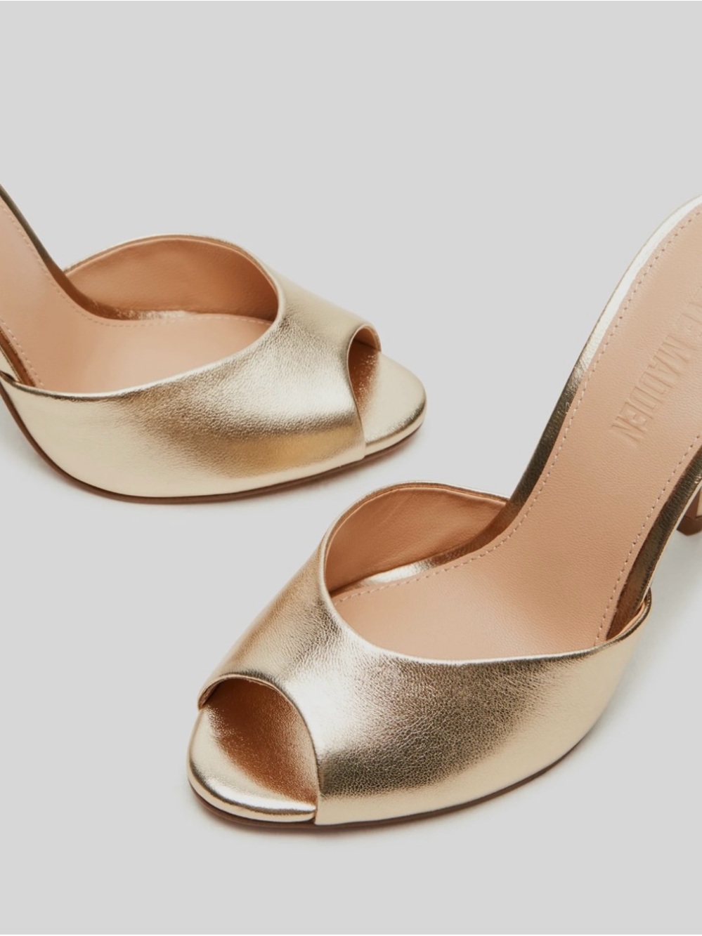 Steve Madden Priya Gold Open-Toe Stiletto Mules - Women Shoes - Picture 2 of 5